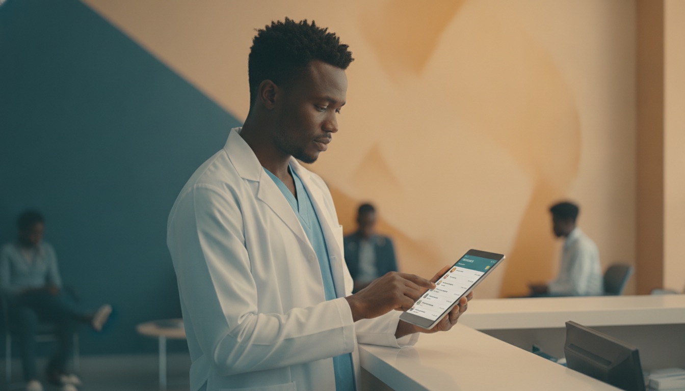 A clinician managing patients on a tablet